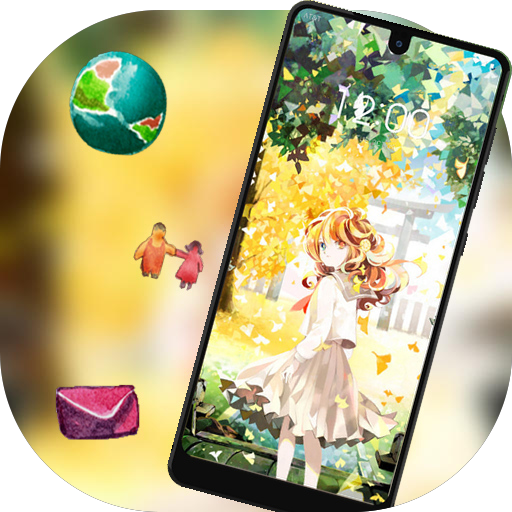 Beautiful Anime Autumn Girl Leaf theme 2.0.50